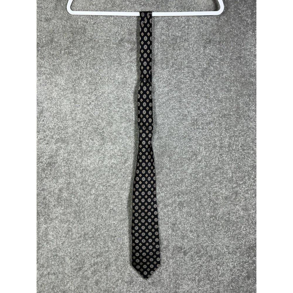 Jos A‎ Bank Executive Collection SILK Tie Medallion Geometric Floral Black NWT